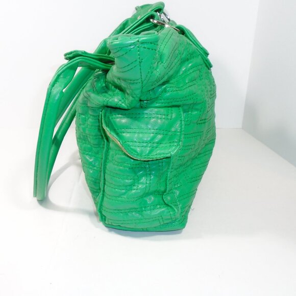 Emerald Green Quilted Shoulder Bag by Aldo Martin Tote Satchel Medium Size - Picture 4 of 9